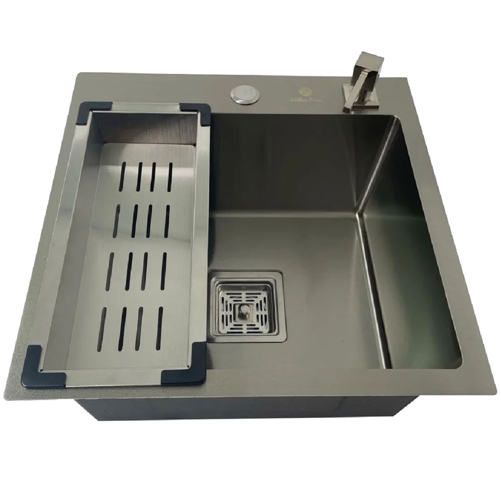 Imagem do produto Cuba Gourmet Quadrada de Aço Inox Escovado Acetinado 44X44cm com Acessórios - CUB-004 - STILLUS HOME