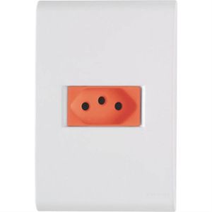 Conjunto Liz Branco e Vermelho 4x2 com 1 Tomada 2P+T de 20 Ampères e 250 Volts - 57170015 - TRAMONTINA