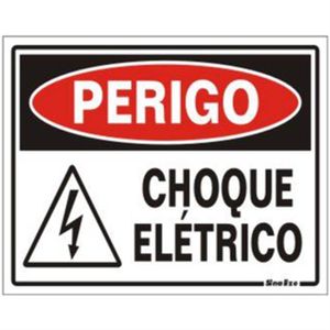 Placa de Poliestireno Auto-Adesiva 20x15cm Perigo Choque Elétrico - 220 BB - SINALIZE