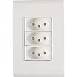 Conjunto Liz Branco 4x2 com 3 Tomadas 2P+T de 10 Ampères e 250 Volts - 57170076 - TRAMONTINA