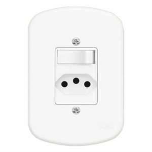Conjunto Interruptor Paralelo + Tomada 2P+T 10A 250 Volts Blanc - 1361 - FAME