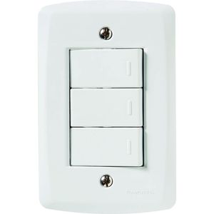 Conjunto Lux2 Branco 4x2 com 3 Interruptores Simples de 10 Ampères e 250 Volts - 57145070 - TRAMONTINA