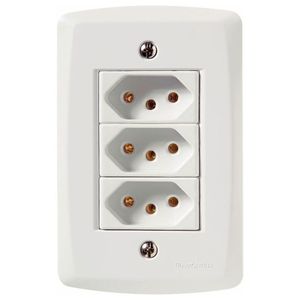Conjunto Lux2 Branco 4x2 com 3 Tomadas 2P+T de 10 Ampères e 250 Volts - 57145076 - TRAMONTINA