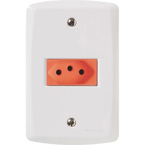 Conjunto Lux2 Vermelho e Branco 4x2 com 1 Tomada 2P+T de 20 Ampères e 250 Volts - 57145015 - TRAMONTINA