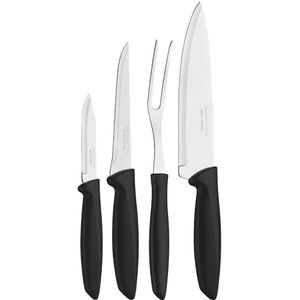 Jogo de Facas com Lâminas em Aço Inox e Cabos Preto com 4 Peças da Linha Plenus - 23498031 - TRAMONTINA
