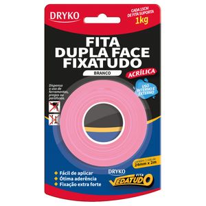 Fita Dupla Face Fixa Tudo Branca 24mm - DUPLAFACE-BC24 - DRYKO