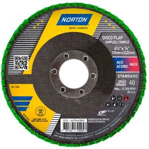 Disco Flap Fibra 4.1/2' Grão 40 R244 Standart 115x22,23mm 0040 - 66254443861 - NORTAN