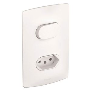 Interruptor Simples + 1 Tomada 2P + T 4x2 NY Branco 10A Nereya - 663160 - PIAL
