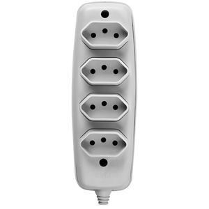 Tomada em Barra Quadrupla 2P 10A 250V Cinza - 16340 - ILUMI