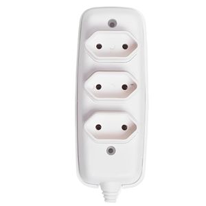 Tomada em Barra Tripla Bipolar 2P 10A 250V Branca - 2633 - ILUMI