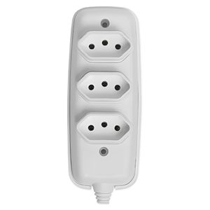 Tomada em Barra Tripla Bipolar 2P + T 10A 250V Branca - 26330 - ILUMI