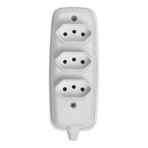 Tomada em Barra Tripla Bipolar 2P + T 10A 250V Cinza - 16330 - ILUMI