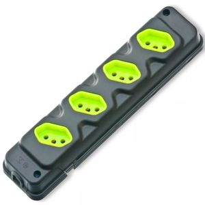 Tomada Em Barra Robust 4T 2P+T 20A Preto Com Verde - 28310400117 - FIOLUX