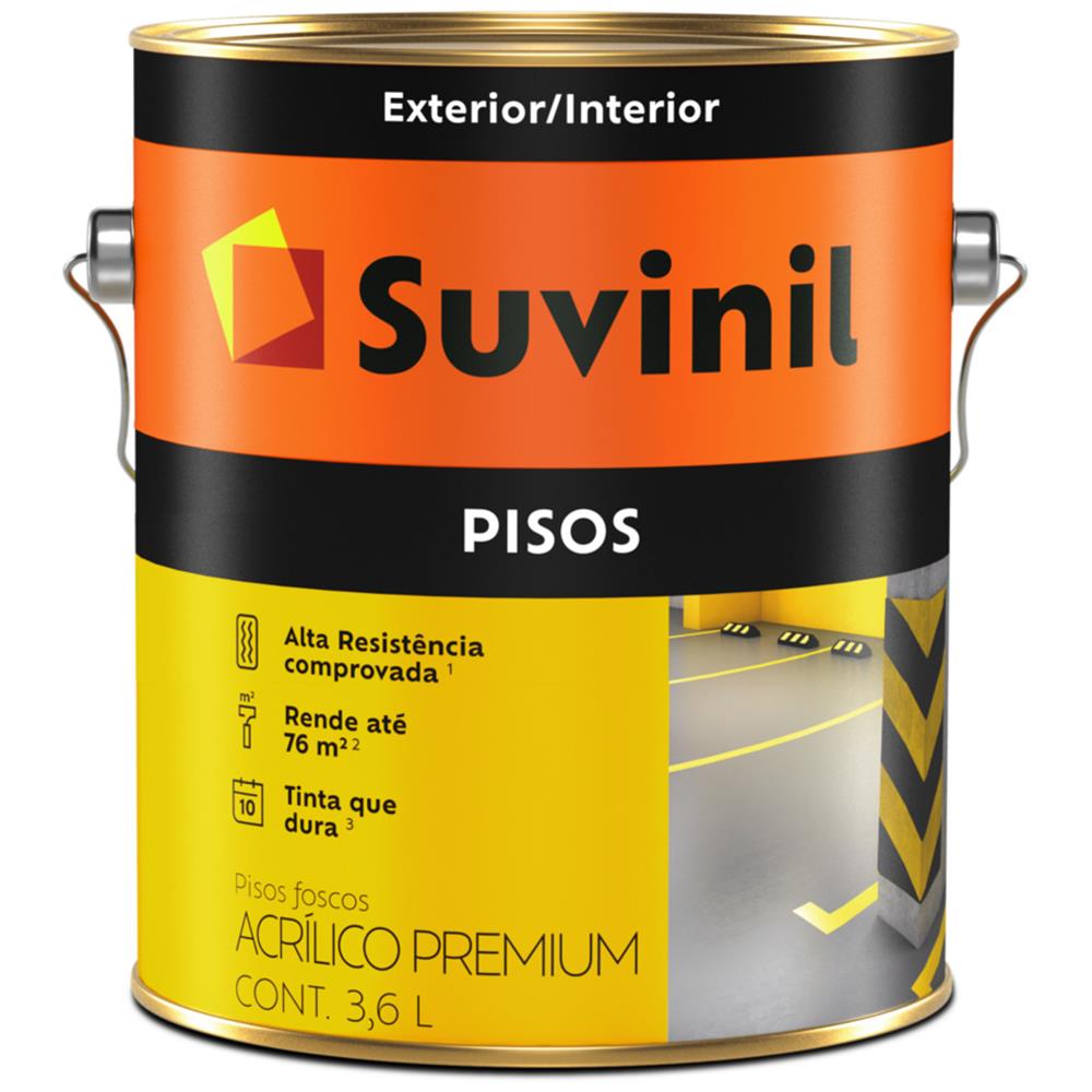 Imagem do produto Tinta Acrílico Premium para Cimentos e Pisos 3,6 Litros Preto - 53418844 - SUVINIL