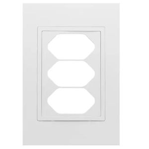 Placa de 3 Tomadas 4x2 com Suporte Branco - RVB-1300/149 - RAVENNA