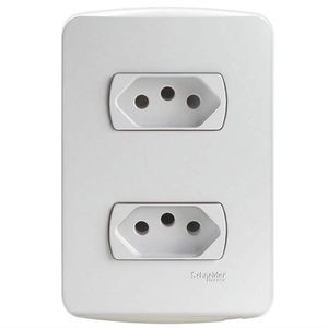 Conjunto 2 Tomadas 2 Pinos + Terra Miluz 10 Amperes 250 Volts Branco - S3B60440 - SCHNEIDER