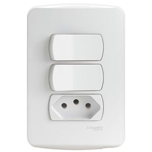Conjunto 2 Interruptores Simples + 1 Tomada 2 Pinos + Terra 10 Amperes 250 Volts - S3B69050 - SCHNEIDER