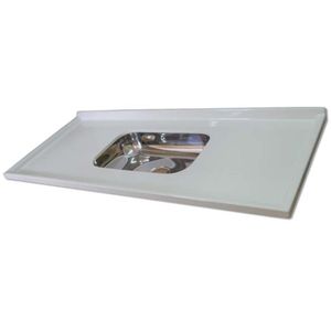 Pia Marmorite Branca 1,5 Metro com Cuba em Inox - 110030938 - CORSO