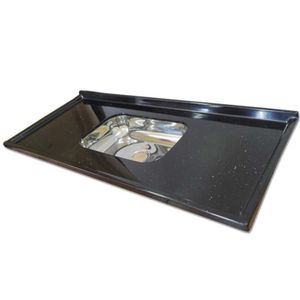 Pia Marmorite Preta 1,5 Metro com Cuba em Inox - 110030939 - CORSO