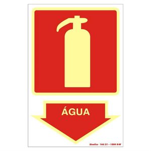 Placa de PVC Fotoluminescente Auto-Adesiva 20x30 Extintor de Água - 250 BQ - SINALIZE