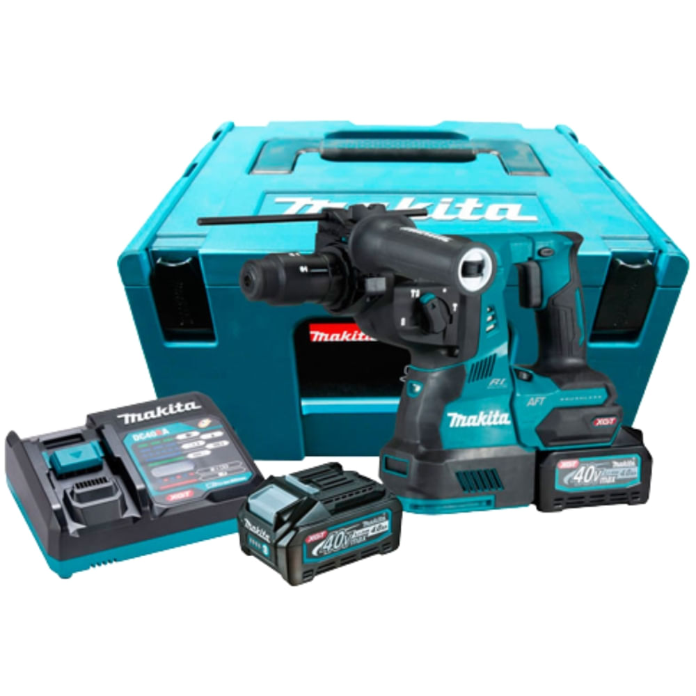 Imagem do produto Martelete Combinado com 2 Baterias 40V 4,0AH e Carregador 220 Volts + Maleta - HR002GM201-220V - MAKITA
