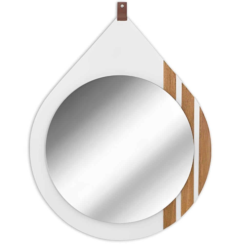 Imagem do produto Espelheira Organi Gota 58x72cm Branco Fosco com Freijó - N110010896 - CORSO