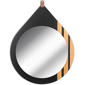 Espelheira Organi Gota 58x72cm Preto Fosco com Freijó - N110010897 - CORSO