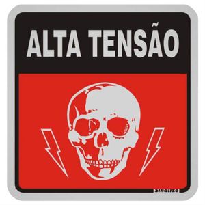 Placa de Alumínio Auto-Adesiva 12x12cm Alta Tensão - 900 AW - SINALIZE