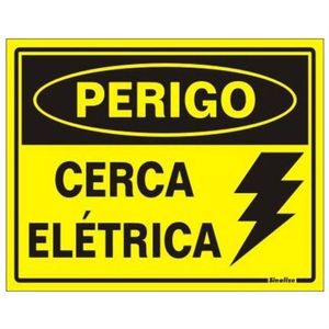 Placa de Poliestireno Auto-Adesiva 15x20cm Perigo Cerca Elétrica - 220 BS - SINALIZE