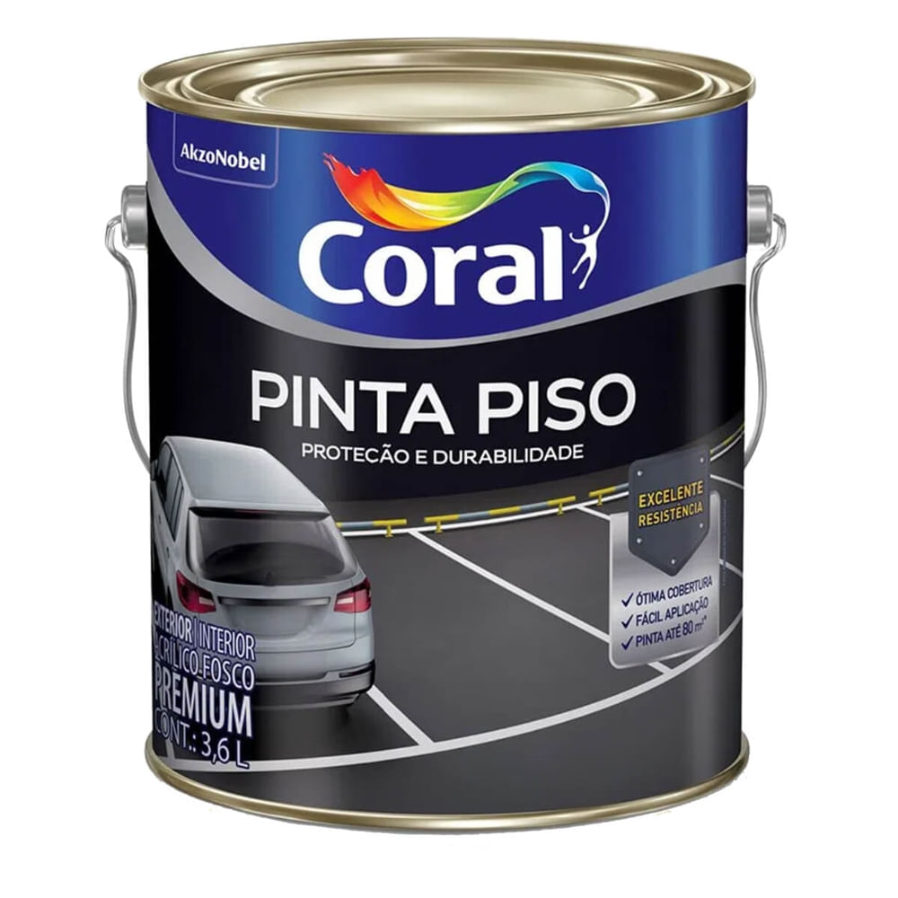 Imagem do produto Tinta Acrílica Premium Para Piso Fosco Preto 3,6 Litros - CORAL