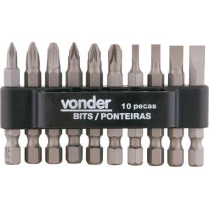 Jogo de Bits Ponteiras de Encaixe 1/4"" Com 10 Peças - 35 38 100 000 - VONDER