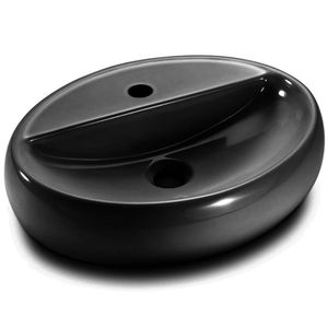 Cuba de Apoio Oval para Mesa 49x38cm Preta - ICA1112 - ICASA