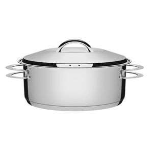 Caçarola Rasa Solar em Aço Inox com Fundo Triplo e com Tampa e Alças de 24 cm e 4,7 Litros - 62503240 - TRAMONTINA