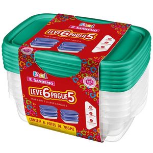 Conjunto de Potes 785ml Leve 6 Pague 5 Cores Sortidas - SR165/7 - SANREMO