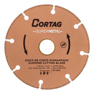 Disco de Corte Diamantado Super Metal de 115mm x 22,2mm - 60657 - CORTAG