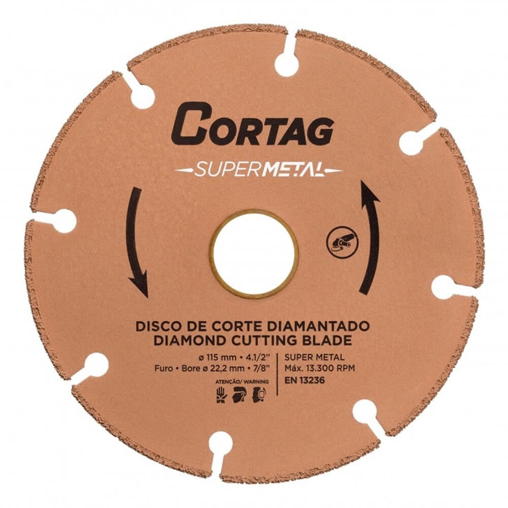 Imagem do produto Disco de Corte Diamantado Super Metal de 115mm x 22,2mm - 60657 - CORTAG