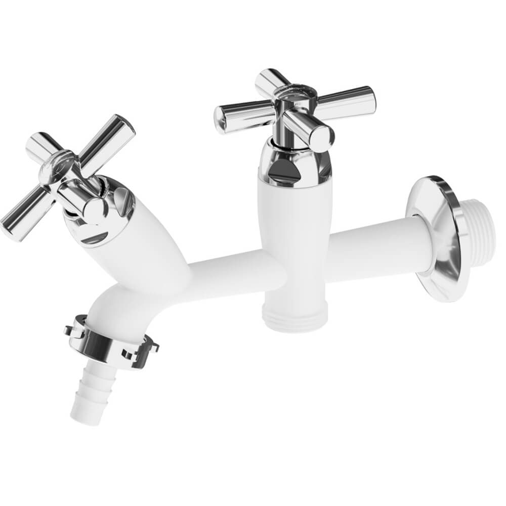 Imagem do produto Torneira para Tanque e Máquina Cross Branca/Cromada 1/2"" e 3/4"" - 300000454 - TIGRE