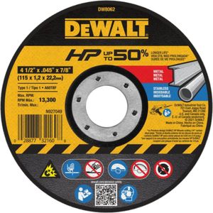 Disco de Corte Fino Metal Inox 4.1/2' 1,2MMx7/8 - DW8062-AR - DEWALT