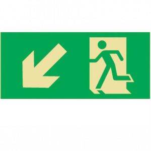 Placa de PVC Fotoluminescente Auto-Adesiva 15x30 Desca a Esquerda - 315 AG - SINALIZE