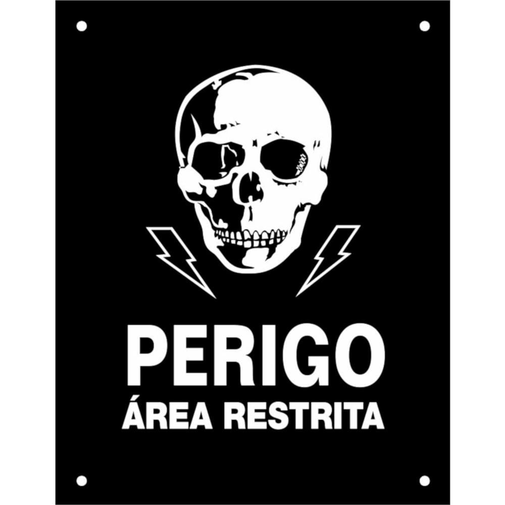 Imagem do produto Placa Decorativa PS 18x23cm Perigo, Área Restrita - DEC10 - SINALIZE