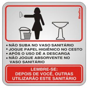 Placa de Alumínio Auto-Adesiva 15x15cm Educativa Feminina - 120 AI - SINALIZE