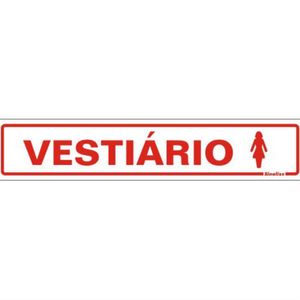 Placa de Poliestireno Auto-Adesiva 5x25cm Vestiário Feminino - 200 AR - SINALIZE