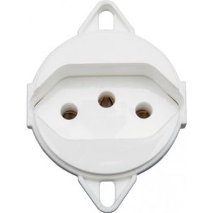 Tomada para Tampa de Piso 2P+T 10 Ampères 250 Volts Branca - 57111095 - TRAMONTINA