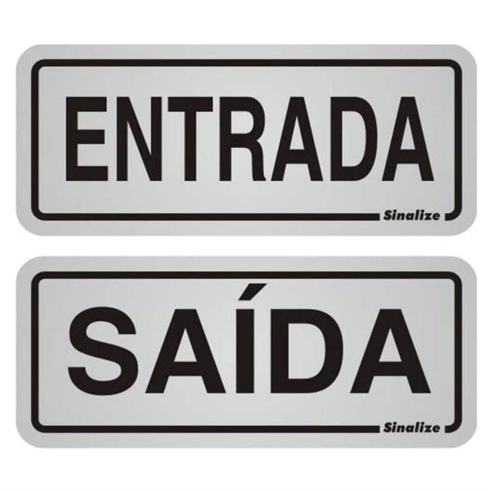 Imagem do produto 2 Placas de Alumínio Auto-Adesiva 5x12cm Entrada / Saída - 900 BD - SINALIZE