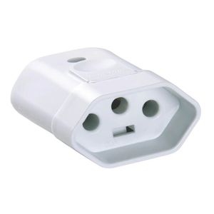 Plugue Fêmea Branco 2P+T de 10 Ampères e 250 Volts - 57402153 - TRAMONTINA