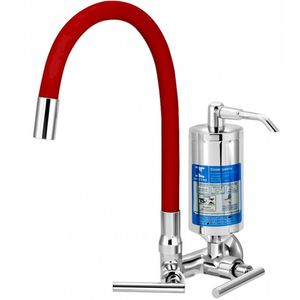 Torneira com Filtro para Cozinha ABS Omega 1/4 de Volta Bica Articulável C61 Vermelha e Cromada de Parede - VTF261CWB - ESTEVES