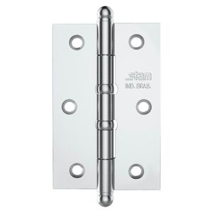 Dobradiça Pino e Bola 3.1/2" x 2.5/16" x 1,7mm Cromado com 2 Anéis - 42020 - STAM