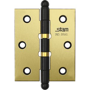 Dobradiça Pino e Bola 3" x 2.1/2" x 1,7mm Oxidado com 2 Anéis e Canto Reto - 42049 - STAM