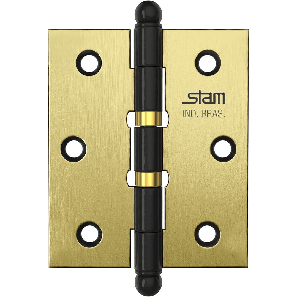 Imagem do produto Dobradiça Pino e Bola 3" x 2.1/2" x 1,7mm Oxidado com 2 Anéis e Canto Reto - 42049 - STAM
