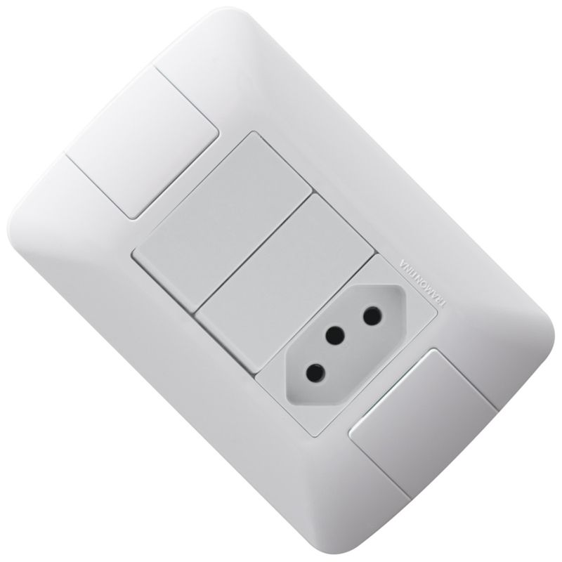 Conjunto-4x2-com-2-Interruptores-Paralelos-de-6-Amperes-e-250-Volts-e-1-Tomada-2P-T-de-10-Amperes-e